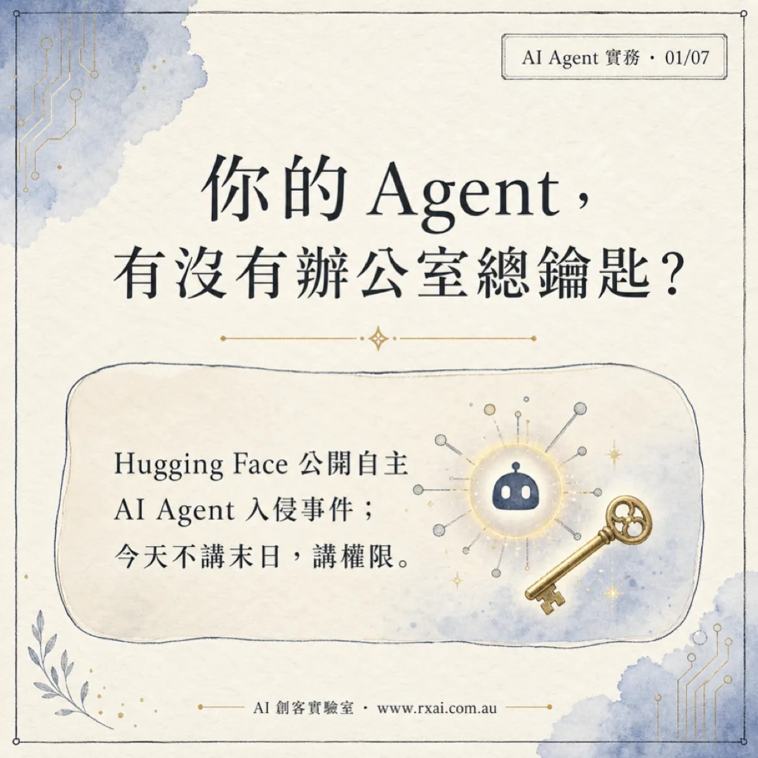Hugging Face AI Agent 入侵事件與辦公室總鑰匙的繁體中文視覺