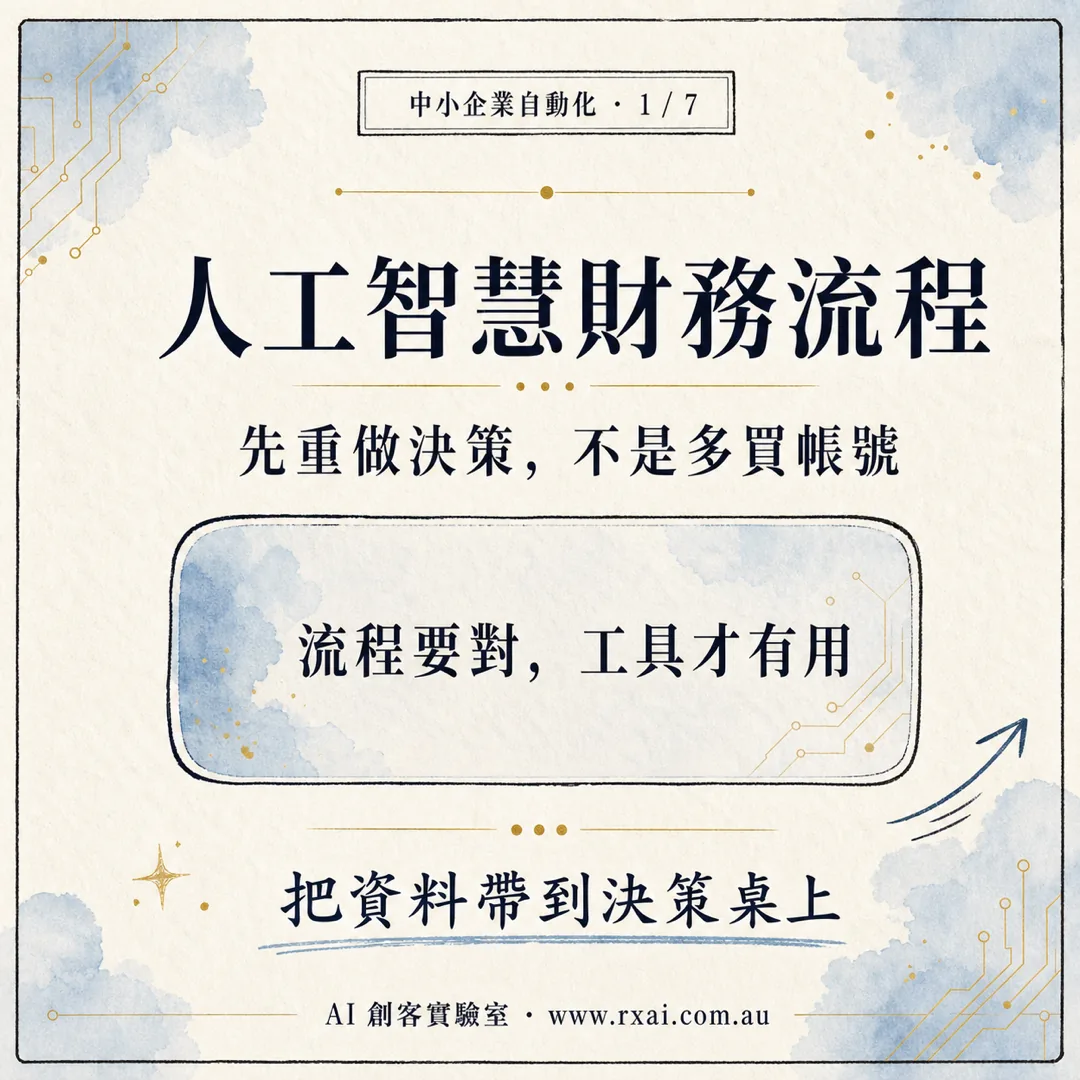 人工智慧財務流程、決策地圖與人工核准的繁體中文視覺